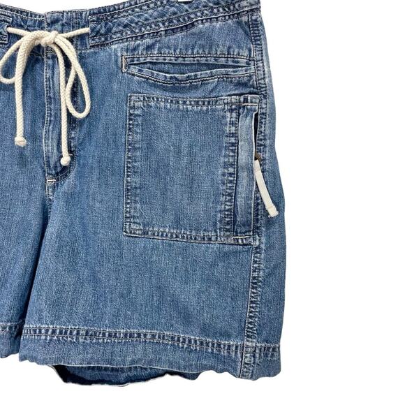 Vintage 90s Women’s Riders Light Wash Drawstring Jean Shorts Cargo Zip Pockets - Picture 3 of 9